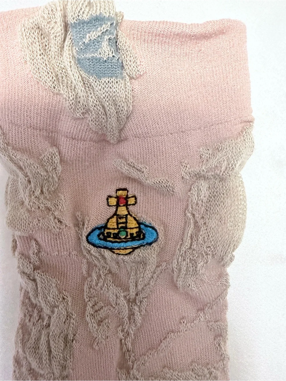 Vivienne Westwood Pink & Beige Embroidered Logo Socks